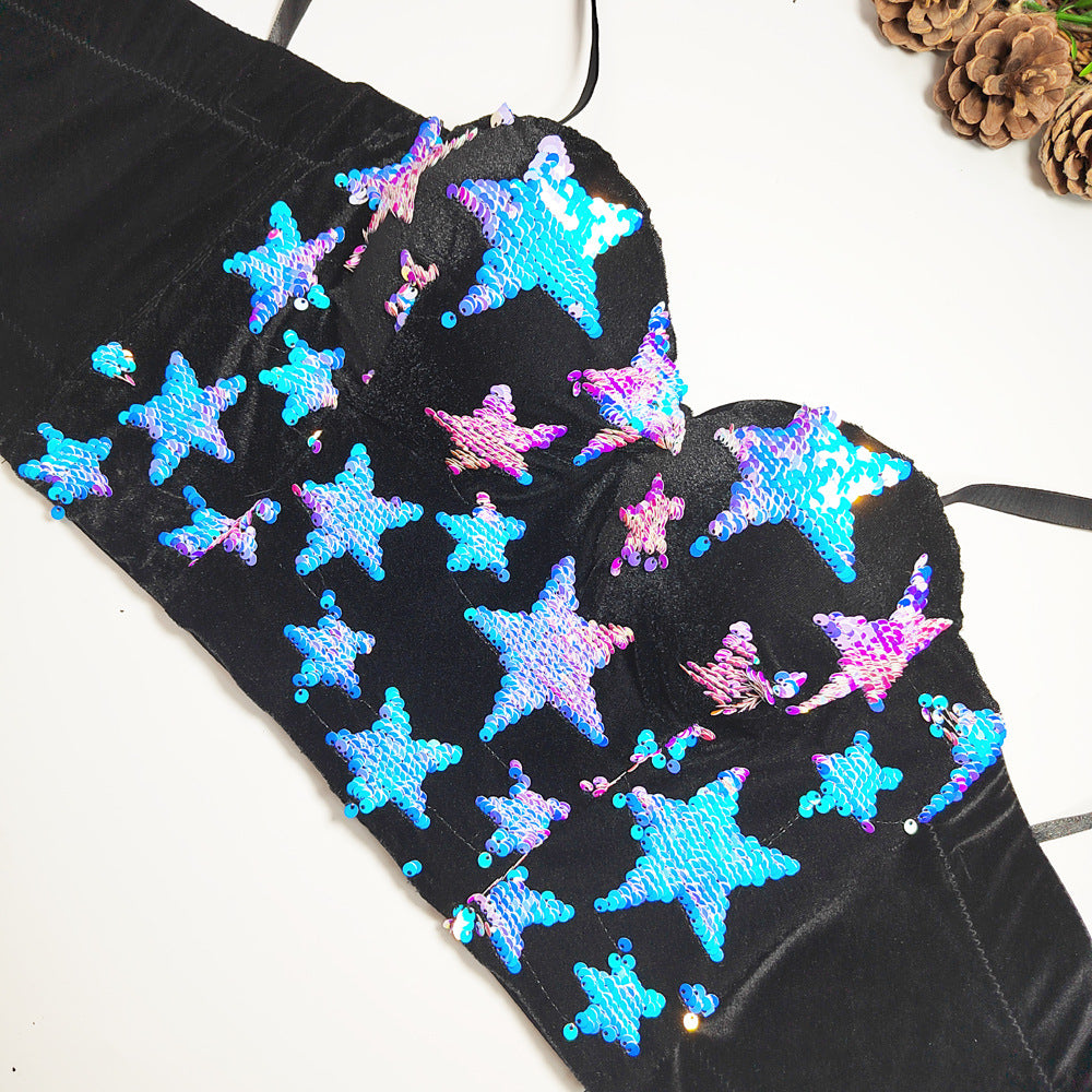 Starry Sequin Crop Cami Top