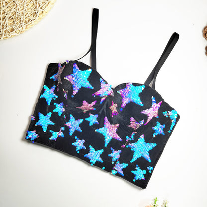 Starry Sequin Crop Cami Top