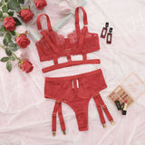 Red Color Lace Bridal Lingerie Set