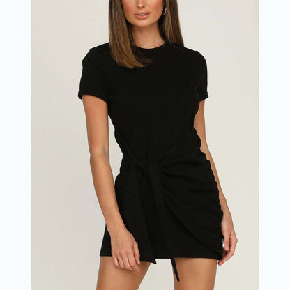 Black Casual Tied T-Shirt Dress