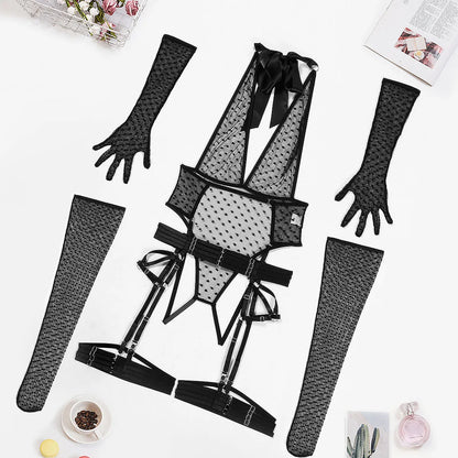 Sheer Polka Dot Pink Lingerie Set - Elite Intimates Lingerie