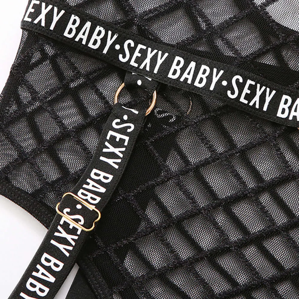 Sexy Baby Diamond Mesh Lingerie Bodysuit - Elite Intimates Lingerie