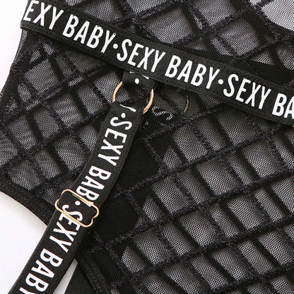 Sexy Baby Diamond Mesh Lingerie Bodysuit - Elite Intimates Lingerie