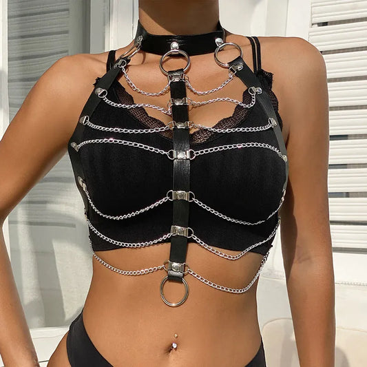 Chained Choker Body Harness Top, Elite Intimates Lingerie