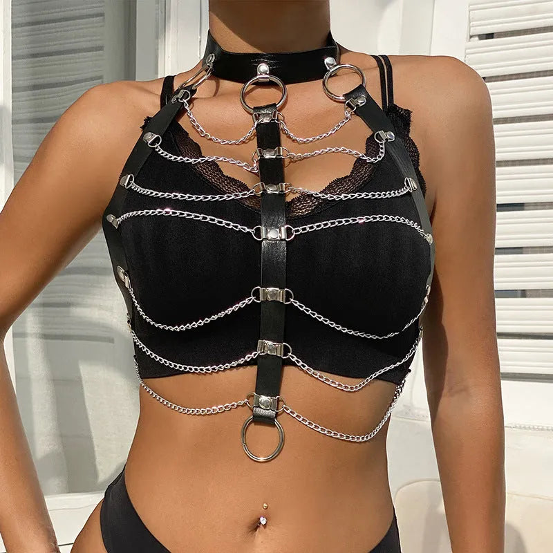 Chained Choker Body Harness Top - Elite Intimates Lingerie