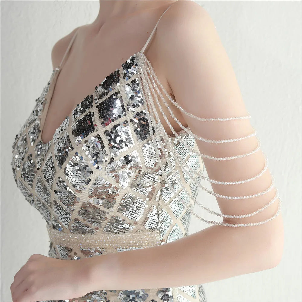 Sequined Diamonds Long Evening Dress - Elite Intimates Lingerie