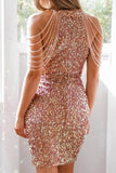 Champagne Fringed Bodycon Dress