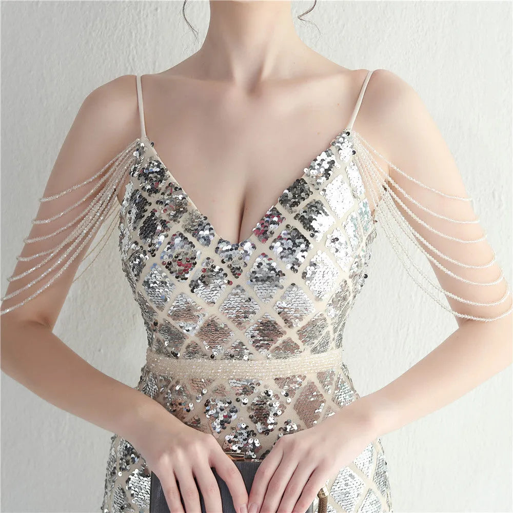 Sequined Diamonds Long Evening Dress - Elite Intimates Lingerie