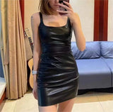Cinched Faux Leather Bodycon Dress