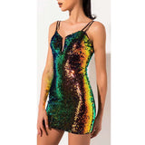 Colour Shifting Heavy Sequined Bodycon Dress