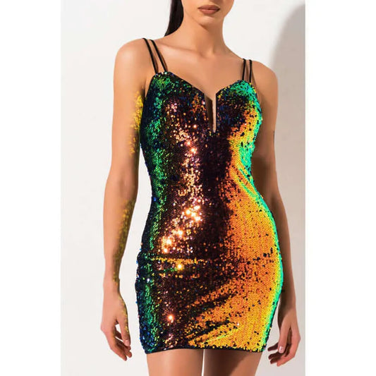 Colour Shifting Sequined Bodycon Dress