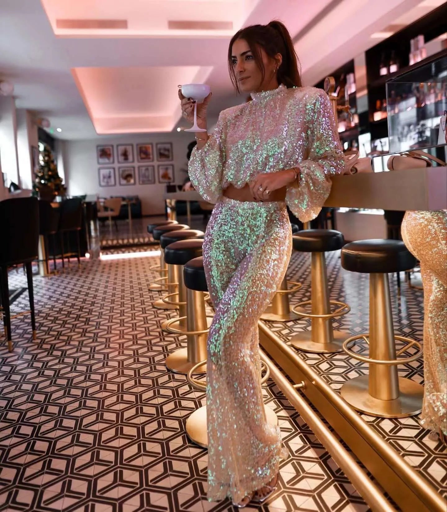 Colour Shifting Sequined Mermaid Leg Two Piece Set