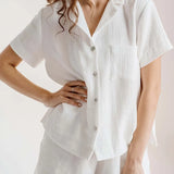 Elegant White Color Shirt and Pant Pajama Set