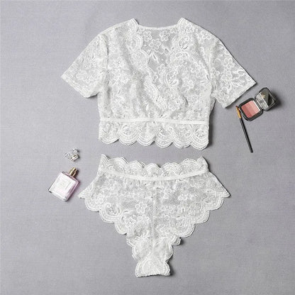 Evelyn High Waisted White Lace Lingerie set - Elite Intimates Lingerie