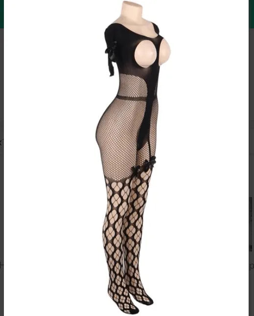 Off Shoulder Open Crotch Full Body Stocking - Elite Intimates Lingerie