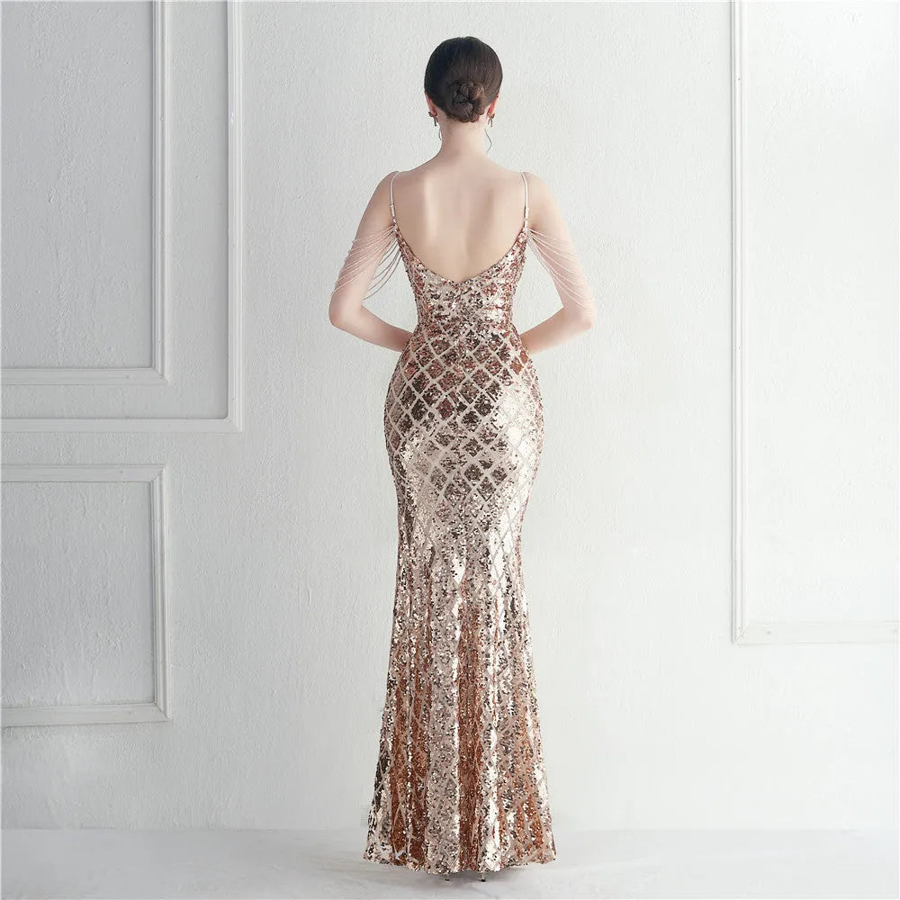 Sequined Diamonds Long Evening Dress - Elite Intimates Lingerie