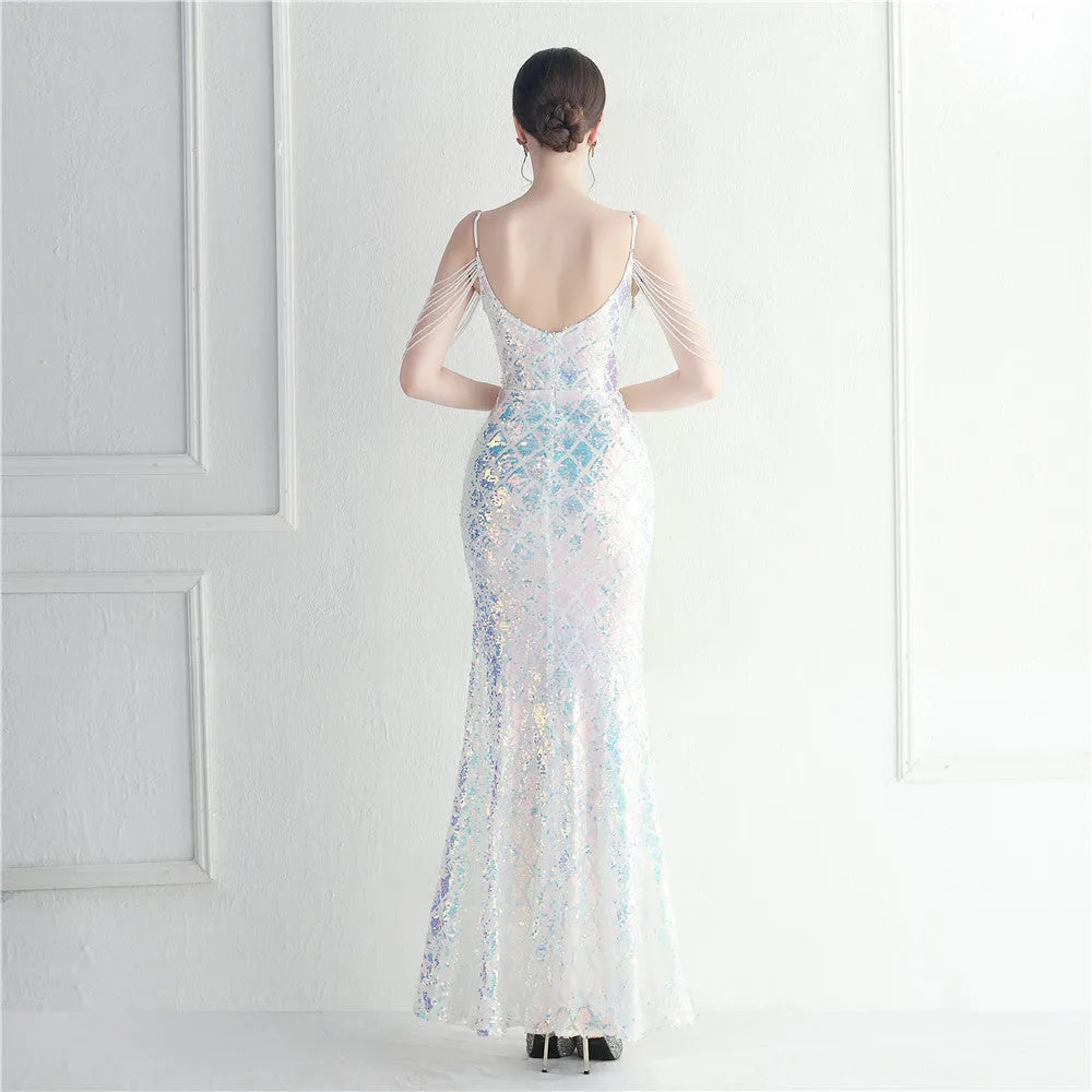 Sequined Diamonds Long Evening Dress - Elite Intimates Lingerie