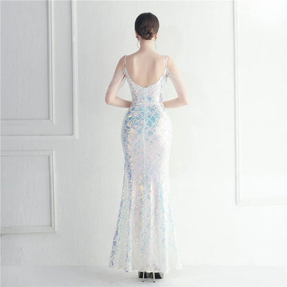 Sequined Diamonds Long Evening Dress - Elite Intimates Lingerie