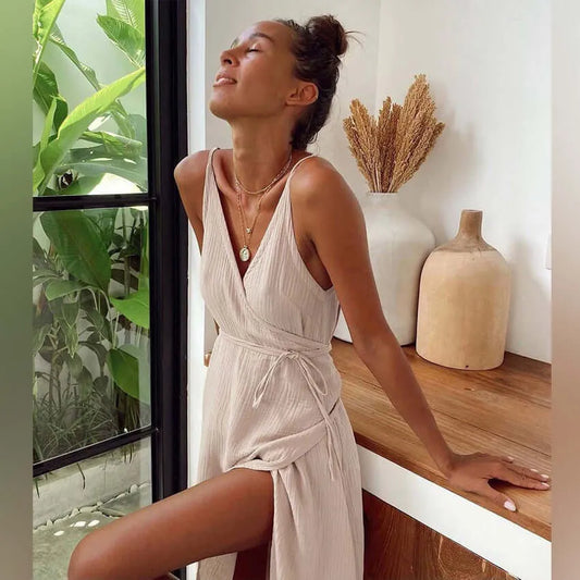 Lightweight Cotton Wrap Dress - Elite Intimates Lingerie