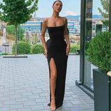 Black Maxi Dress with High Slit