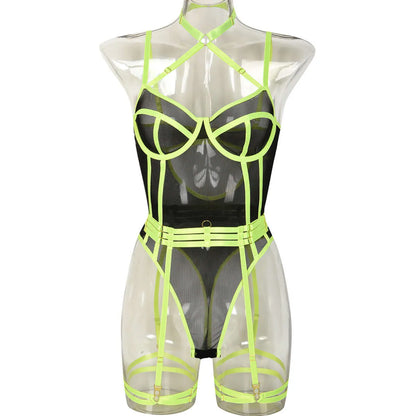 Strapped Halter Lingerie Jumpsuit Two Piece Set - Elite Intimates Lingerie