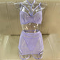 Purple Color Three Piece Lingerie Set