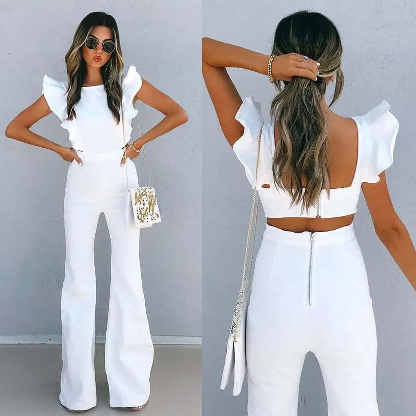 Ruffled Backless Jumpsuit For Women