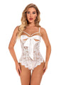 White Color Mesh Lace lingerie Bodysuit