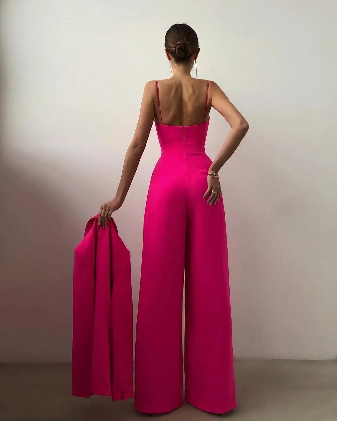 Pink Color Waist Jumpsuit