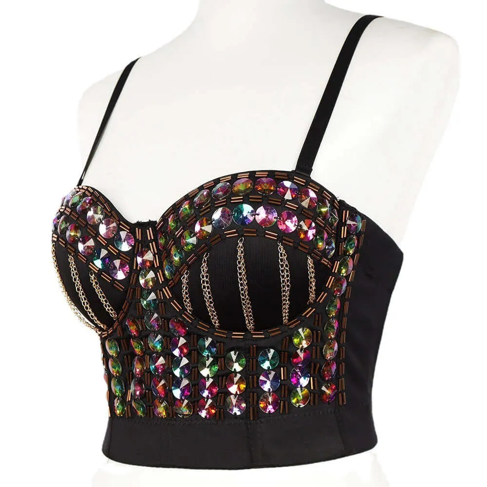 Sequin and Chain Boned Corset