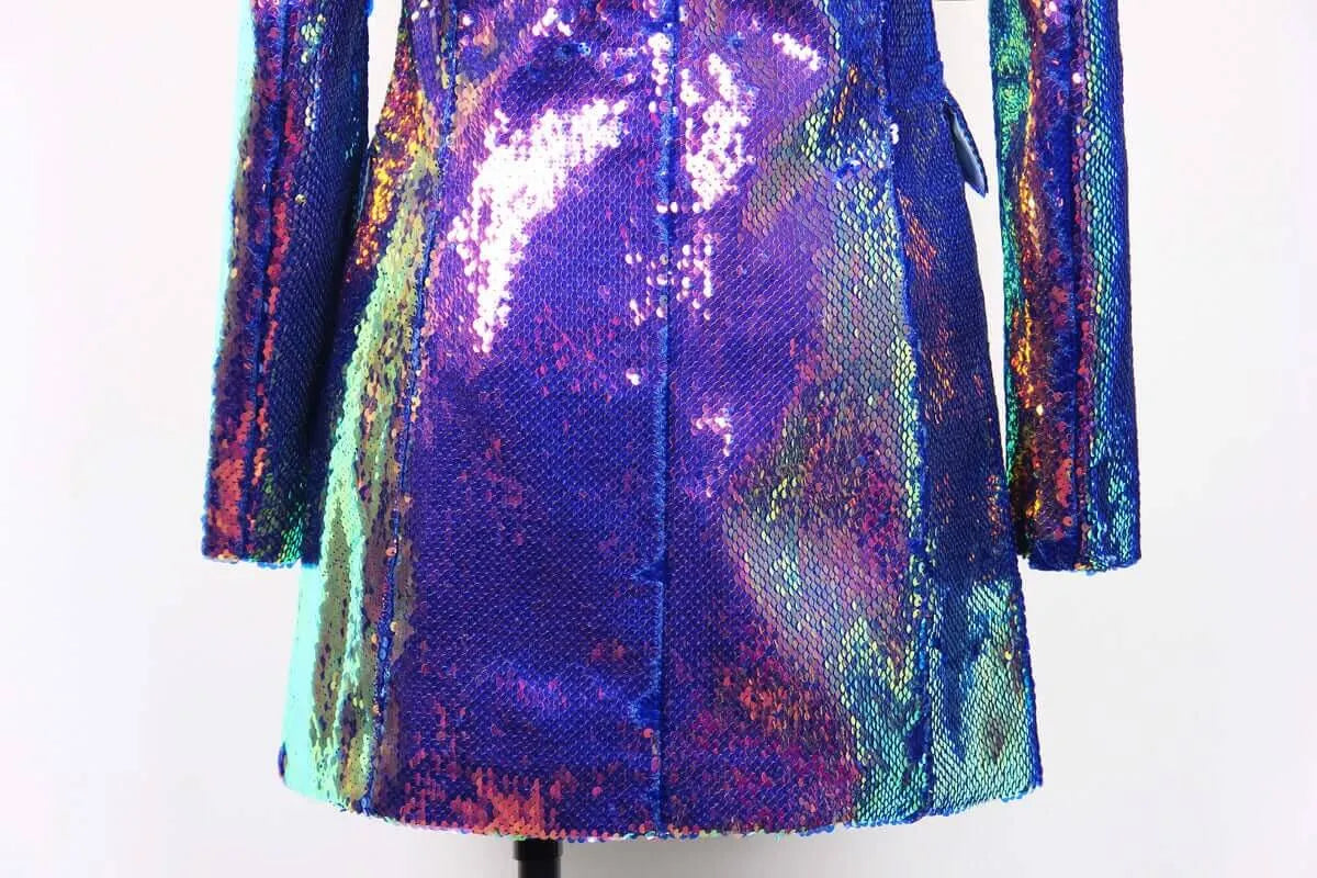 Purple Color Party Wear Sequined Blazer For Women