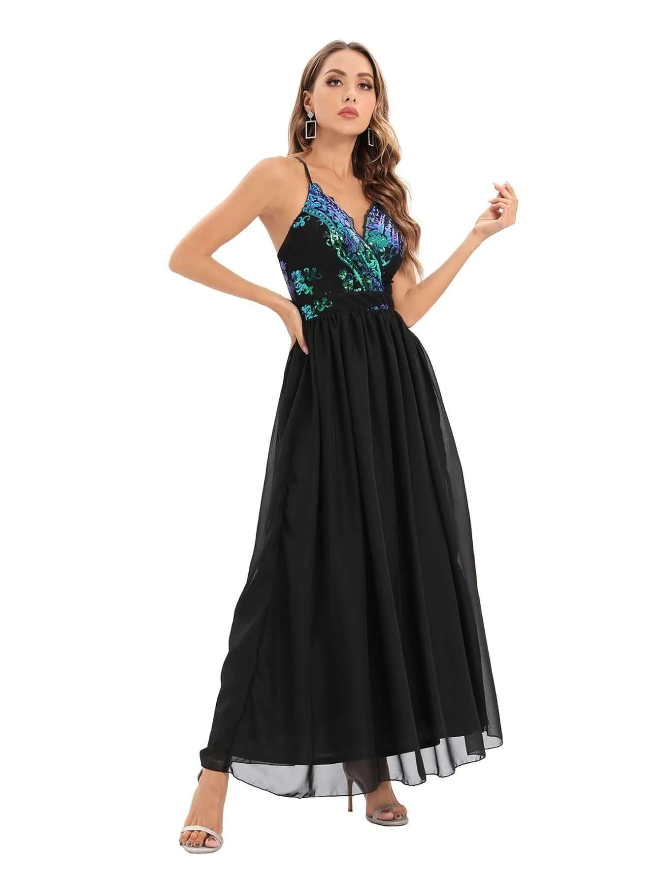 Stylish  Backless Spaghetti Strap Maxi Dress