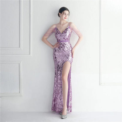 Sequined Diamonds Long Evening Dress - Elite Intimates Lingerie