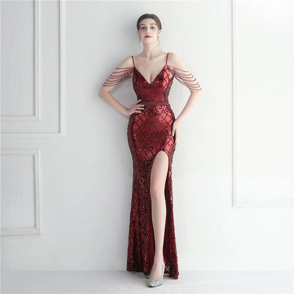 Sequined Diamonds Long Evening Dress - Elite Intimates Lingerie