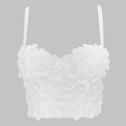 Pink Floral Beaded Boned Short Corset - Elite Intimates Lingerie
