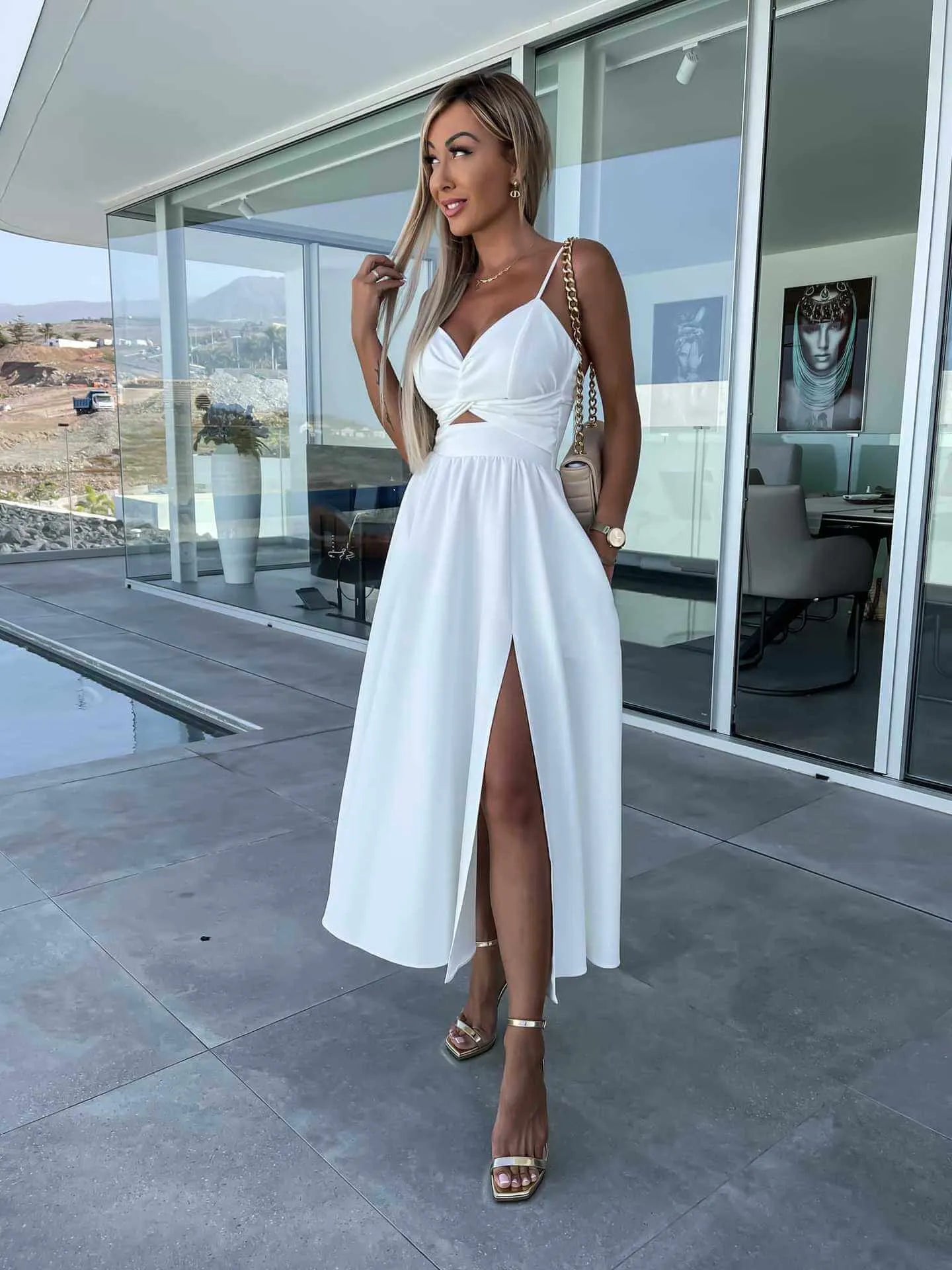 Summer Socialite Hollow Out Cami Gown Dress - Elite_Intimates_Lingerie_Online