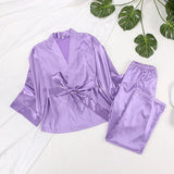 Purple Color Long Sleeve Cardigan and Pant Set