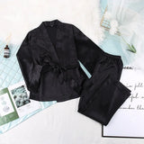 Bold Black Long Sleeve Cardigan and Pant Set