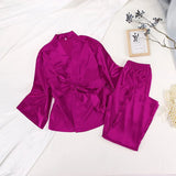 Maroon Color Long Sleeve Cardigan and Pant Set