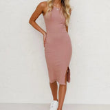 Light Pink Color Simple Casual Maxi Dress