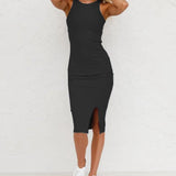 Black Simple Casual Maxi Dress