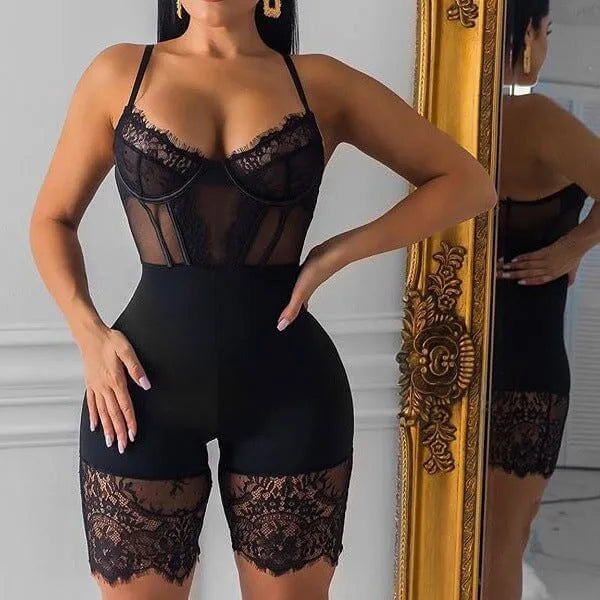 Black Strappy Low-Cut Lace Shapewear